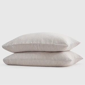 NWOT QUINCE European Linen Pillowcase Set King Mist/White Stripe 3613